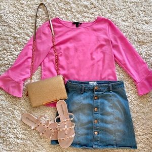 Hot Pink Top with Ruffle Detail